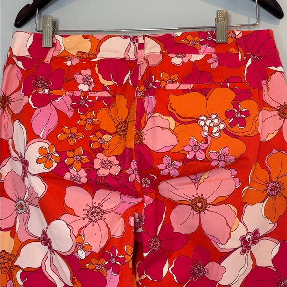 Talbots Perfect Crop Pants in Tossed Flower, Size 8 Pink Orange - Picture 7 of 11